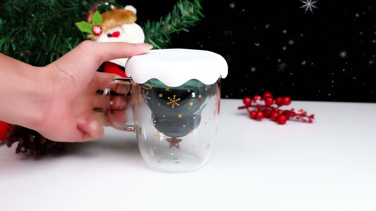 Creating Double-Layer Glass Christmas Tree Star Water Cup High Temperature Mug Glass Christmas Tree