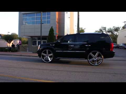 Caddy's on Dub Wheels and Chrome Wrapped Jaguar TSU Homecoming 2K16