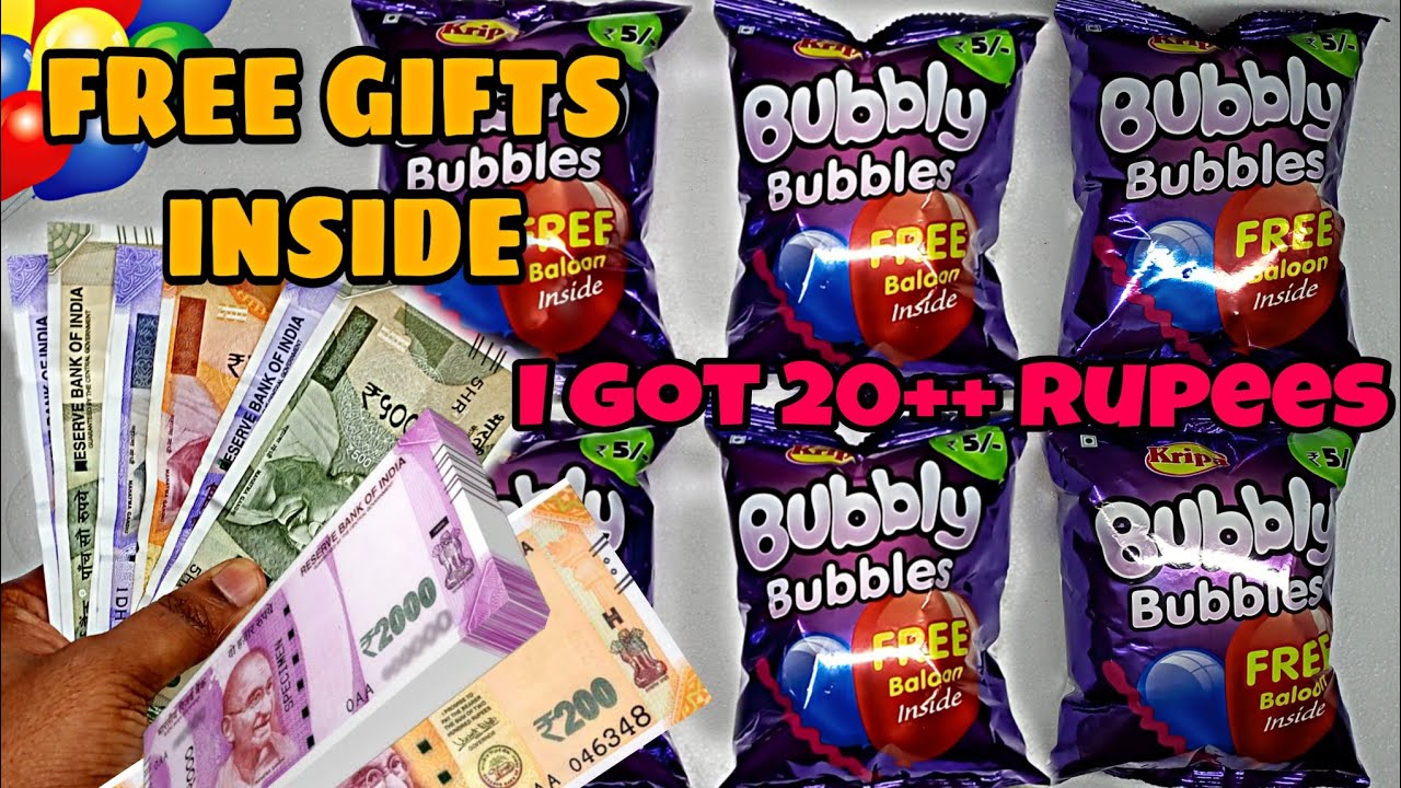 Latest collection of Free Gifts and Money inside | Bubbly Bubbles snacks