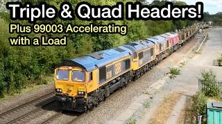 47701, 99003 ACCELERATING on Diesel Power, BIG Rake of TANKS & TRIPLE & QUAD Headed LOCO Workings!