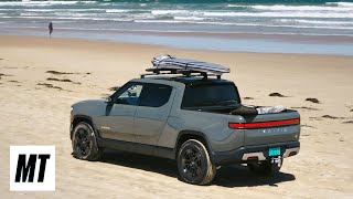 Rivian&#39;s Electric R1T: Surfing &amp; Diving Adventure on the California Coast | MotorTrend