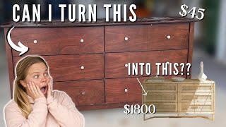 $45 Thrifted Furniture Makeover | HIGH END DIY FURNITURE DUPE