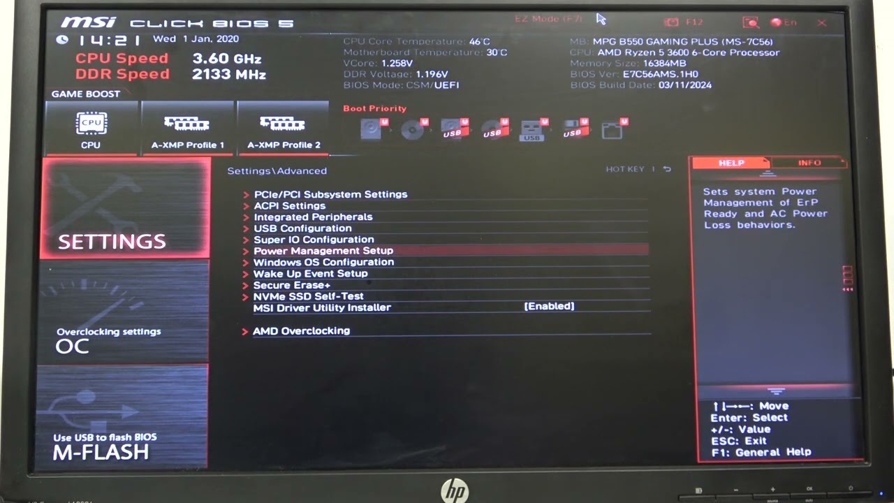 MSI MPG B550 Gaming Plus AM4 - How to Change BIOS Mode | Switch