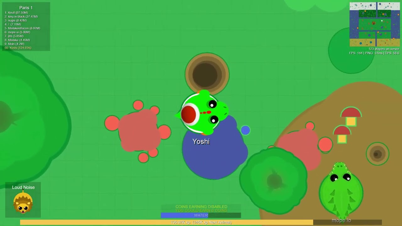 Enjoying 2020 Mope.io as Yoshi - Lion's Custom Skin and Gameplay