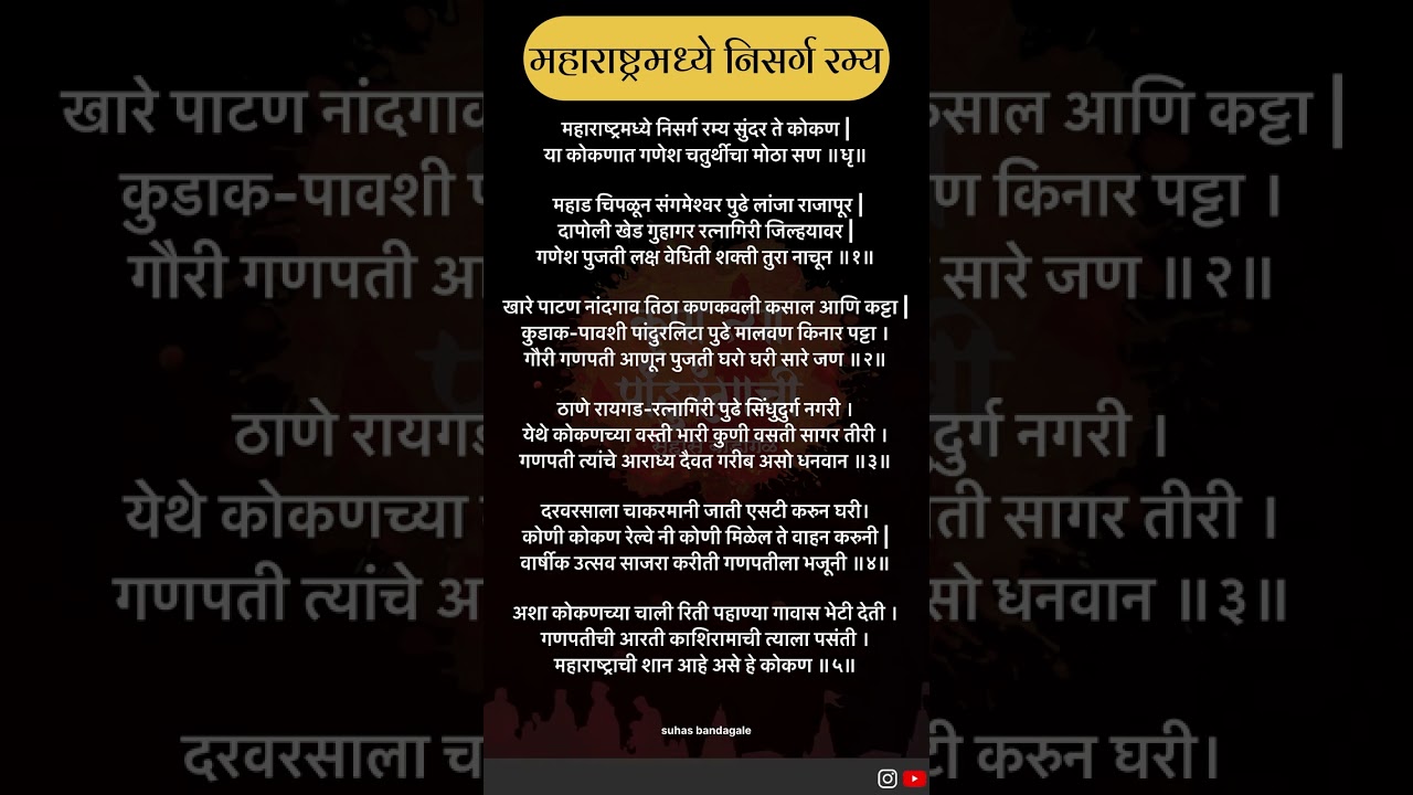 महाराष्ट्रमध्ये निसर्ग रम्य सुंदर ते कोकण Lyrics | Ganpati Song | Lyrics Video