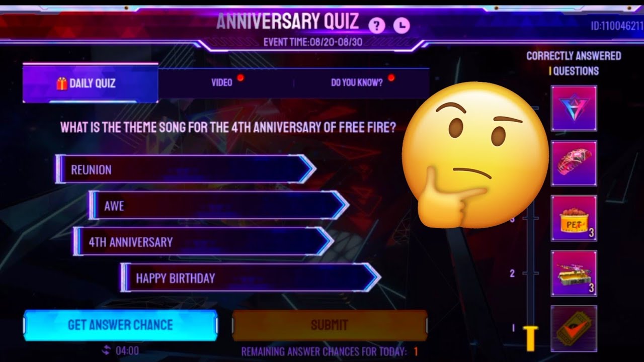 Today Free Fire Quiz Answer