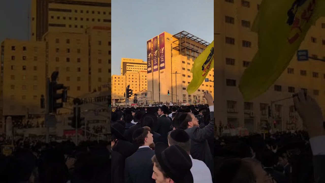 Hundreds of Thousands of Jews praying and rally against the Israeli Military Draft in Jerusalem