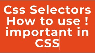 How to use !important in CSS