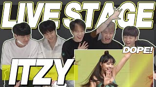 eng) ITZY 'NOT SHY' Live Stage Reaction | Korean Dancers React | Fanboy Moments | J2N VLog
