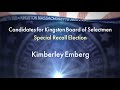 Kimberley emberg  candidate for kingston board of selectmen  special recall election