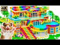 DIY -  Build Colorful Minecraft House By The Coast Has Glossy Slime Pool Upstairs