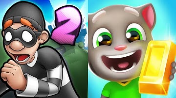 Robbery Bob 2 - Comic Thief! vs Talking Tom Gold Run All Levels Gameplay Android,ios