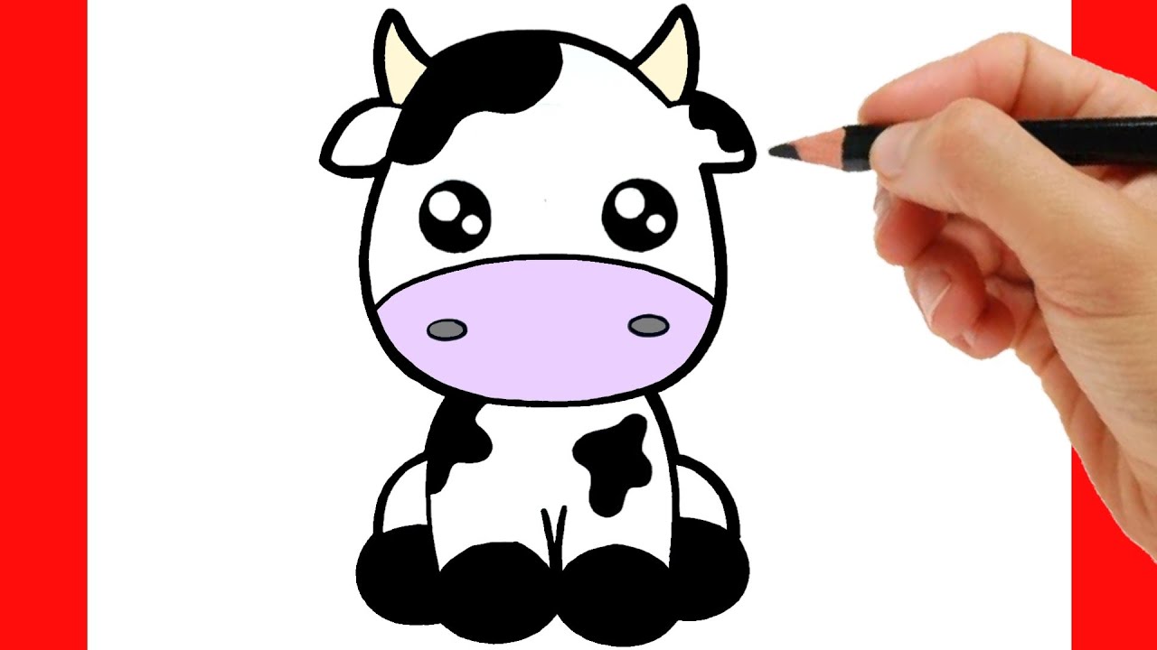 pink cow  Cute little drawings, Cute easy drawings, Cute animal