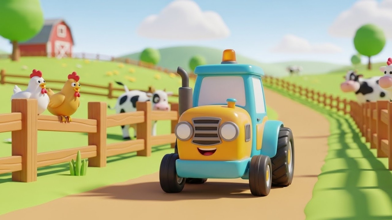 Счастливый трактор издает звук «Брум-Брум» 🚜🌾💨 | Мультфильм для детей и весёлые приключения