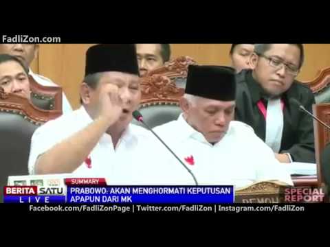 Pidato Prabowo Subianto pada Sidang Sengketa Pilpres 2014 di MK (Liputan Berita Satu TV)