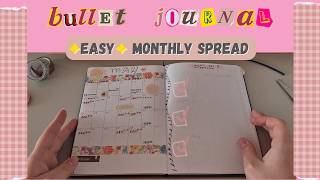 Easy Bullet Journal Monthly Spread Setup 🎀♡💌♥| Cute & Beginner Friendly