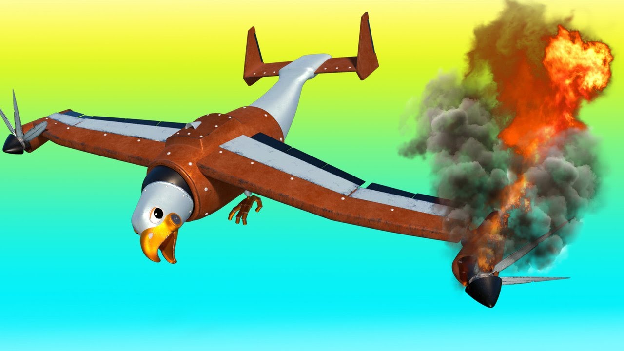 AnimaCars - MAYDAY MAYDAY EAGLE PLANE - BIRD cartoon for kids with trucks & animals