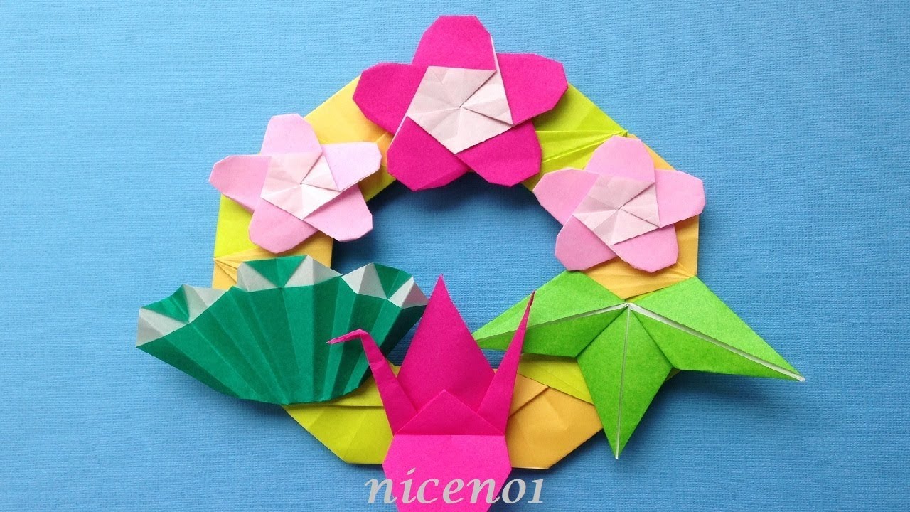 折り紙 お正月のリース 松竹梅 簡単な折り方 Origami Decoration On New Year S Day Wreath Tutorial Niceno1 Youtube