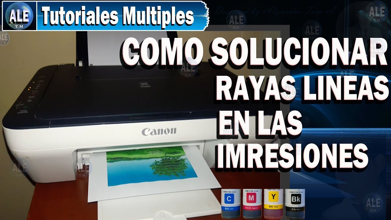 Como Solucionar Rayas Lineas En Las Impresiones - Hacer Limpieza De  Cabezales Canon - YouTube