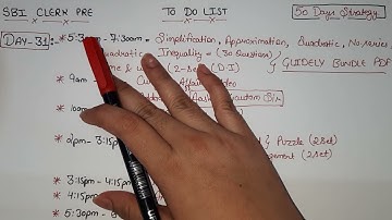 SBI CLERK Day-31 To Do List. Follow it blindly for 50 days and get a job in SBI. Strategy matters.