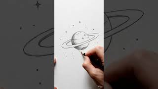 Simple AI Art Animation | planet with rings Sketch | AI-made #shorts #drawing #aiart