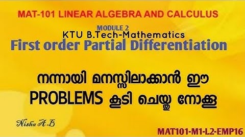 Partial Differentiation problems/KTU B.Tech Mathematics/MAT-101Linear Algebra and Calculus