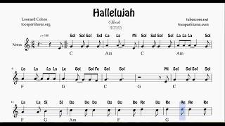 Hallelujah Partitura con Notas de Flauta Violín Oboe chords