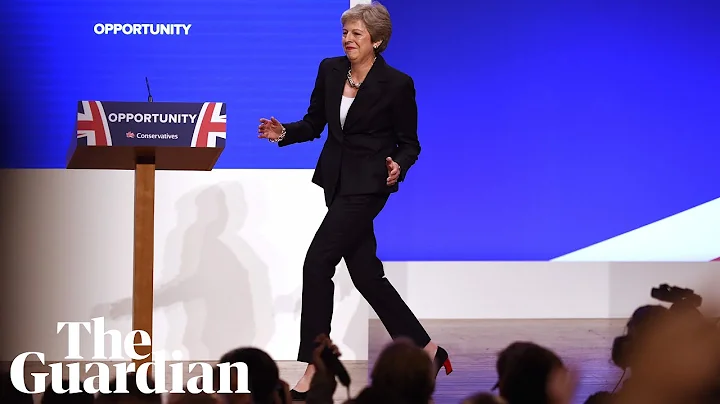 Theresa May dances on to the stage at the Tory par...