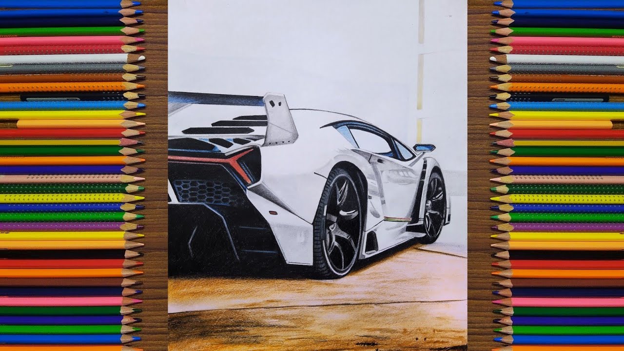 Realistic Car Drawing With Colour Pencils Speed Drawing YouTube