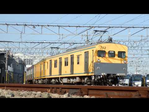 相鉄7000系7708×6(休車)をモヤけん引で入換 (かしわ台車両センター)
