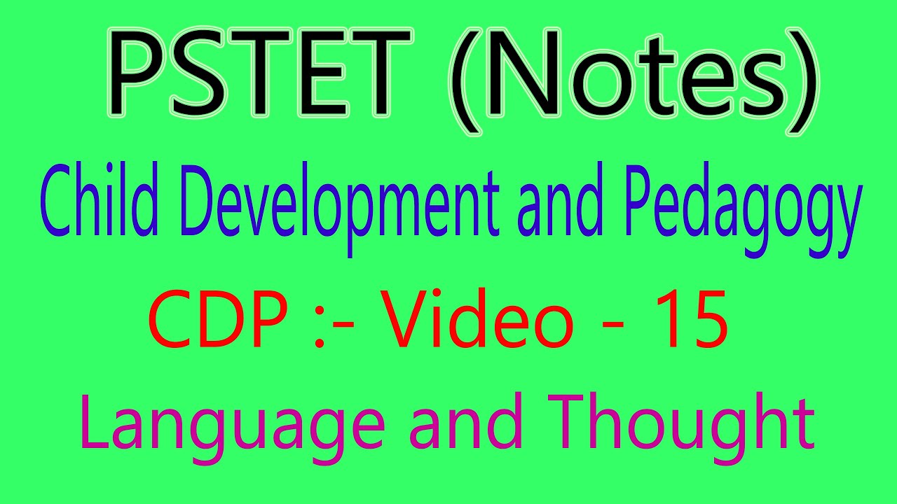 Child development and pedagogy Language and Thought pstet video -15 ...
