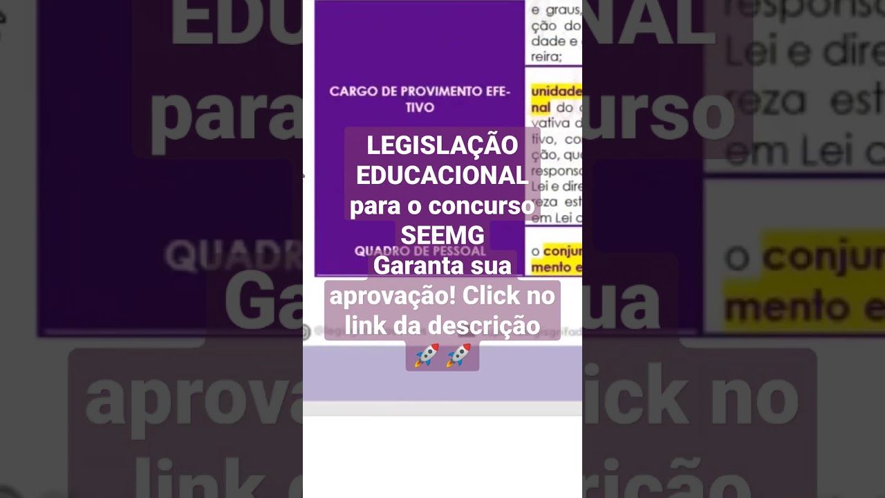 LEGISLAÇÃO EDUCACIONAL COMPLETA PARA O CONCURSO SEEMG 