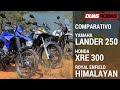 COMPARATIVO | YAMAHA XTZ 250 LANDER x HONDA XRE 300 x ROYAL ENFIELD HIMALAYAN