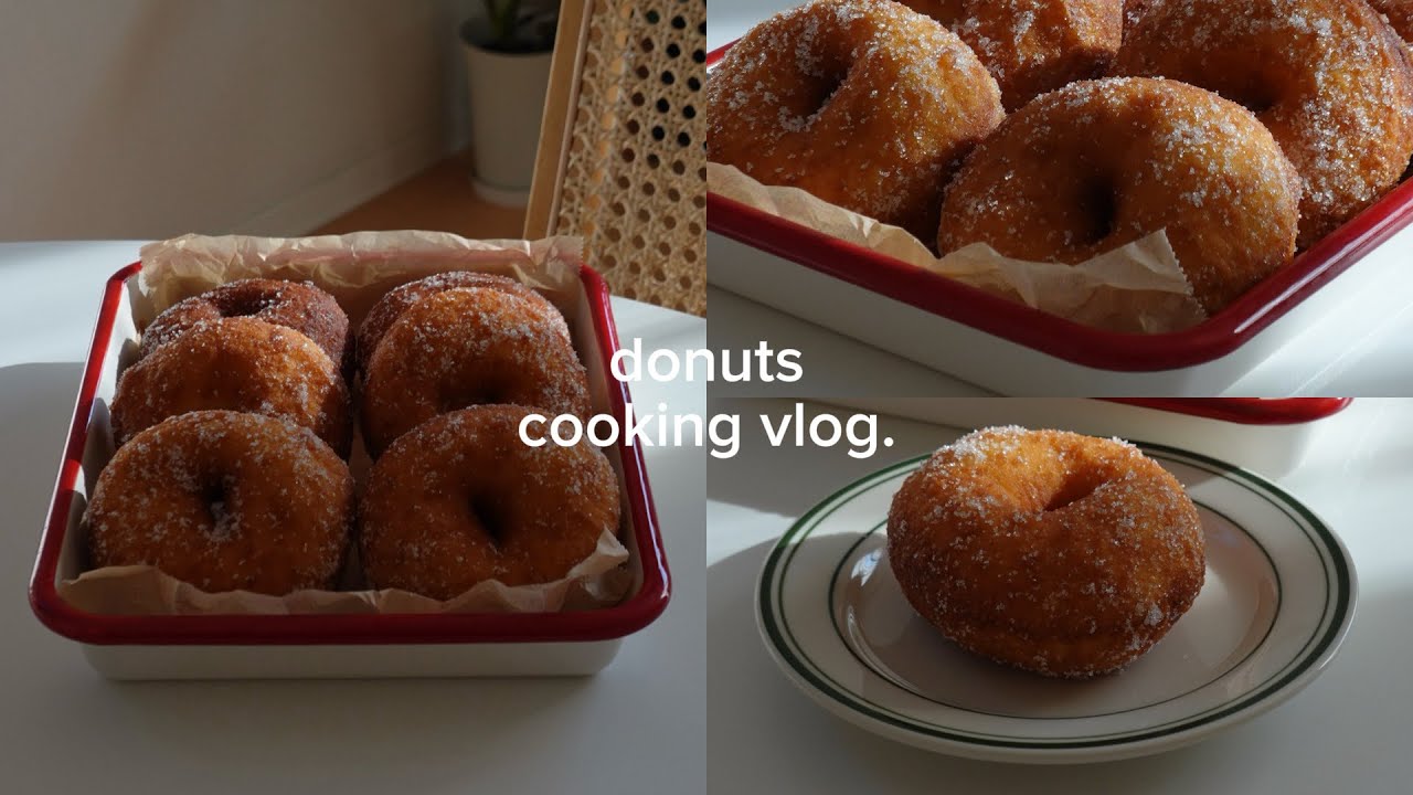 【cooking vlog】ふわふわモチモチドーナツ作って食べたよ🍩✨｜主婦の休日、おうち時間