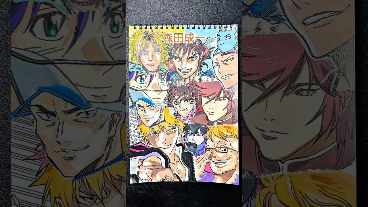 CV:森田成一の演じたキャラ11選を本気で描いてみた✨✨ #drawing #drawingchallenge #一発描き #声優 #森田成一 #enmy