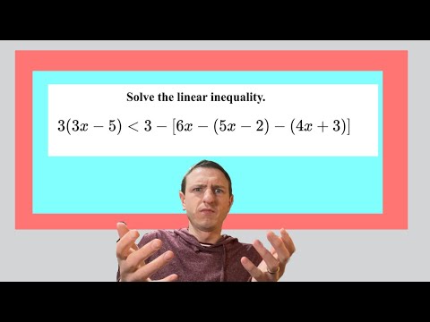 Solve the Linear Inequality 3(3x-5)less than 3-[6x-(5x-2)-(4x+3)] - YouTube