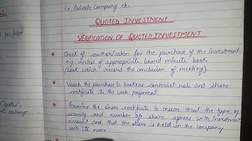AUDITING-CHAPTER- 10 ( PART - 36 ) VERIFICATION AND VALUATION  OF QUOTED  INVESTMENT