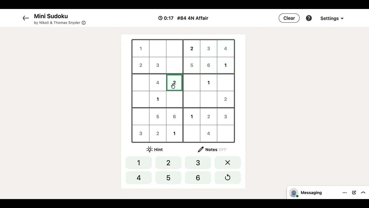 LinkedIn Mini Sudoku #84 4N Affair | Today's Answer