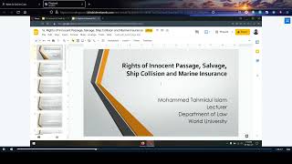 Online Class: Carriage of Goods, Innocent Passage, Salvage, Collision, and Insurance (Bengali)