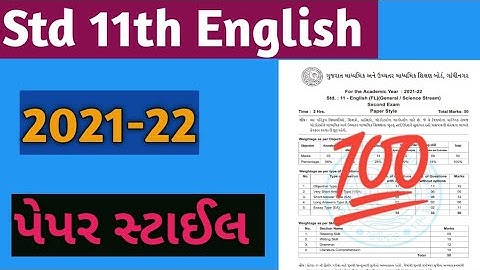 Std 11th English   Second Exam Blueprint / Paper Style 2021-22
