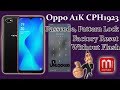 Oppo A1k CPH1923 Passcode Remove And Factory Reset Without Flash