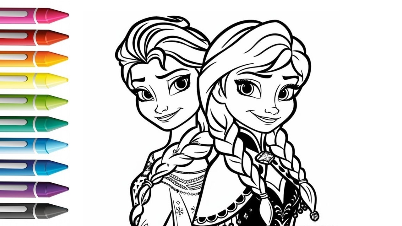 How To Draw Anna And Elsa Drawing, Panting And Coloring For Kids And Toddlers | Let's Draw Together