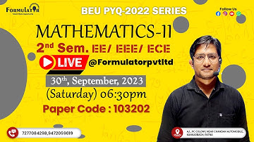 BEU PYQ-2022 Series Mathematics-II 2nd Semester Part-2 #ee  #eee  #ece #pyq #beu #formulator