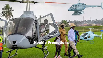 ALIEN SKIN ARRIVES IN HELICOPTER AT NKWACHO FESTIVAL PRESS CONFERENCE IN WANKULUKUKU STADIUM