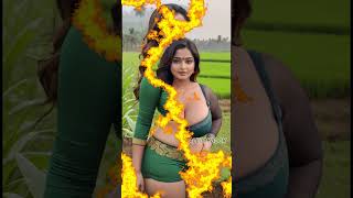 [4K] AI ART indian Lookbook Model Al Art video-paddy tree field