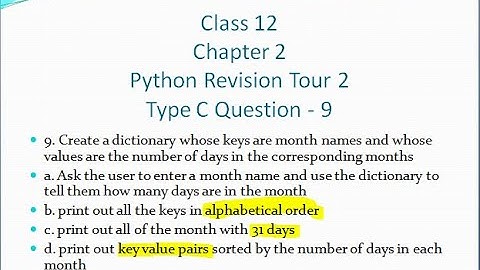 Class 12 - Chapter 2 - Python revision tour 2 - Type c Question 9 - sumitha arora -English