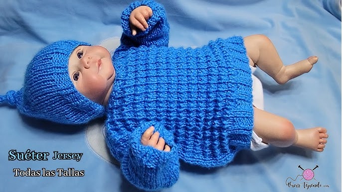 Gorro a Dos AGUJAS para bebe recién nacido a 3 meses – Parte 1 Conjunto  Azul Tier 