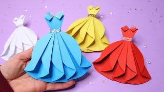 DIY Оригами Платье из бумаги / Как сделать Платье из бумаги своими руками /Простые поделки из бумаги