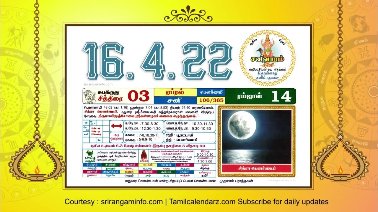 Chitra Pournami 2022, Today Rasi palan, 16 April 2022 Tamil Calendar