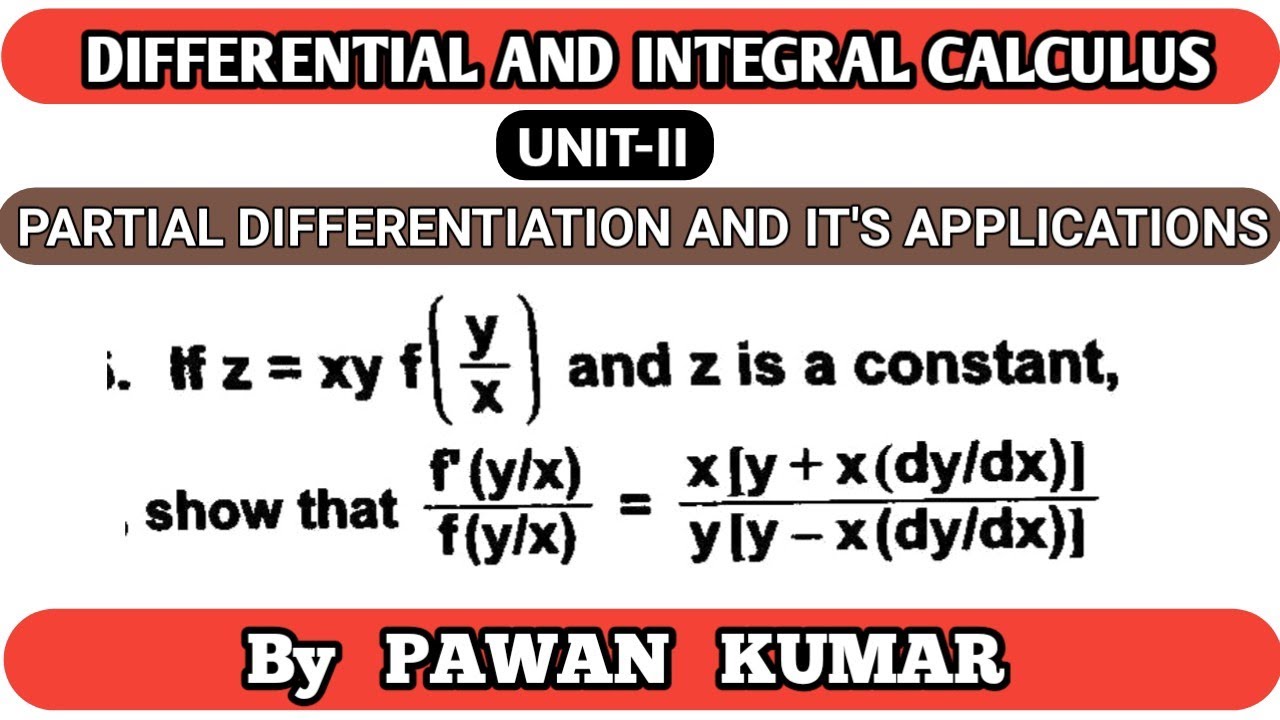 Partial Differentiation And It's Applications SEM-1//Unit-II - YouTube